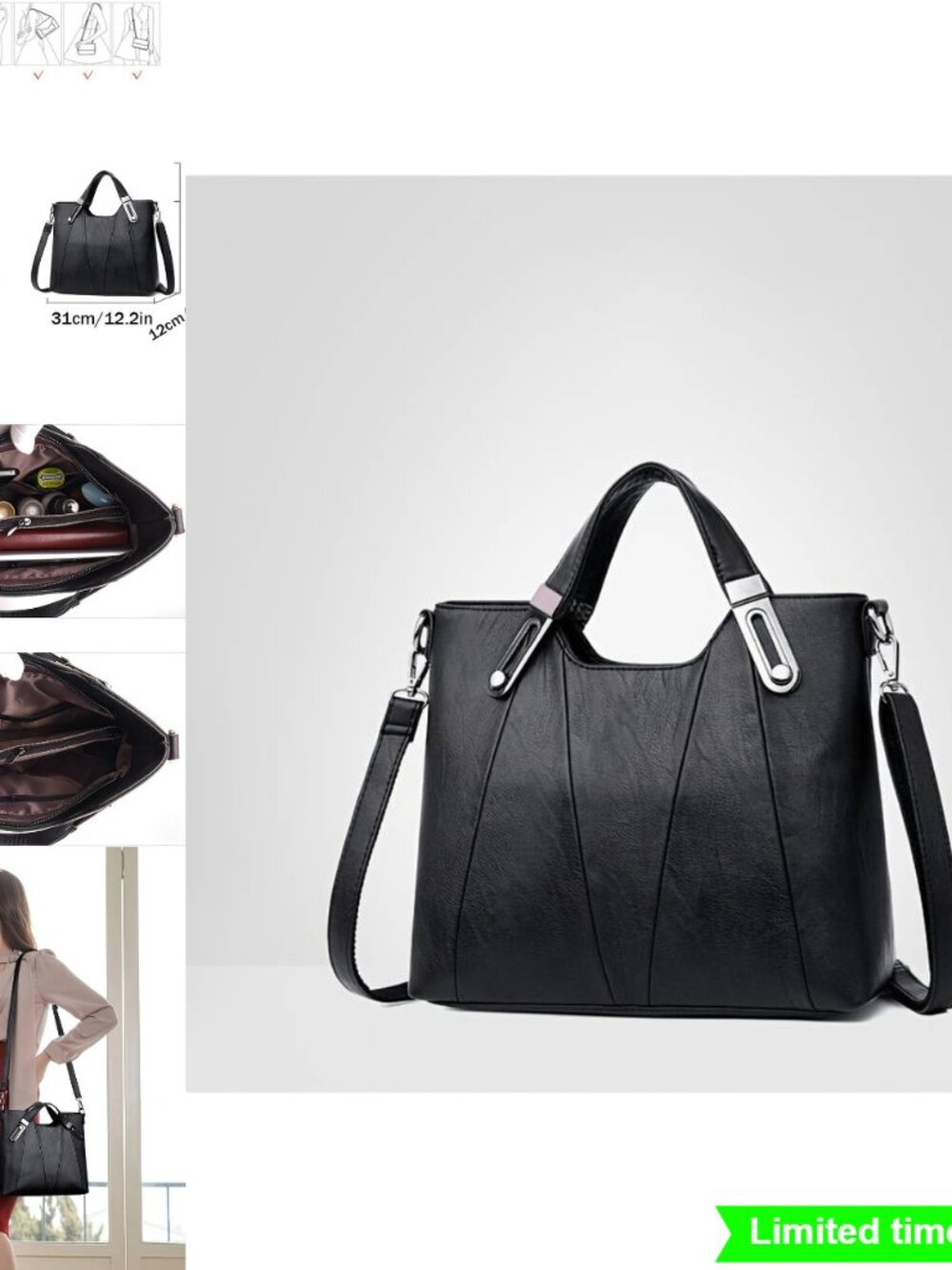 Large Capacity Crossbody Handbag Shoulder Tote with Zipper